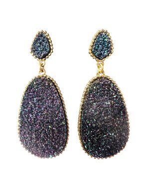 Sugarfix By Baublebar Purple & Teal Drusy Drop Earrings Gold-Tone